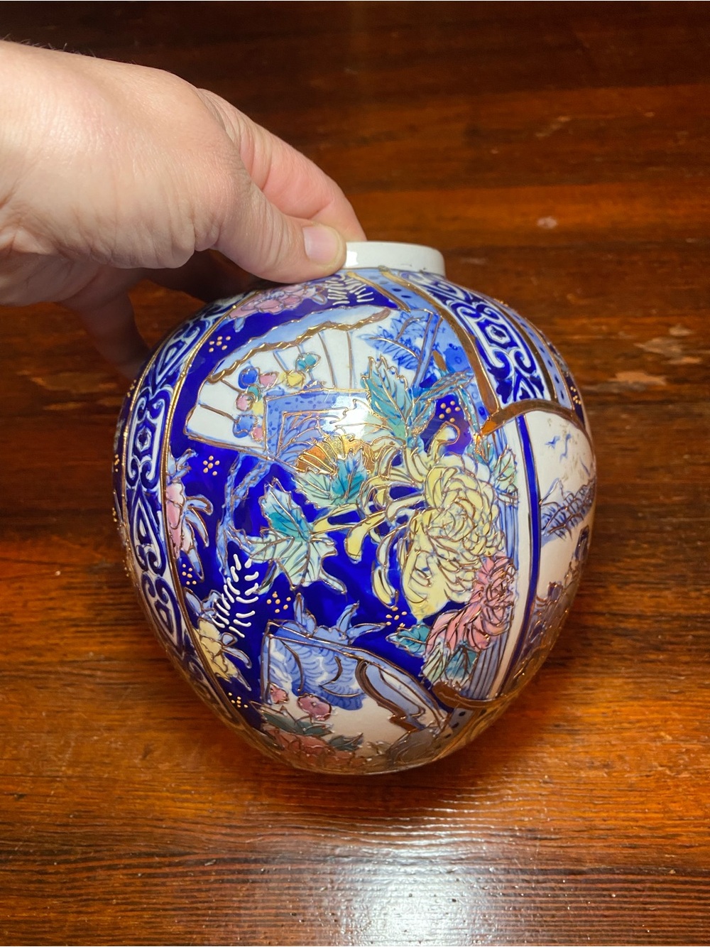 EUC Vintage/Antique? Chinese Hand Painted Floral Ceramic Vase - Elegant Home Art